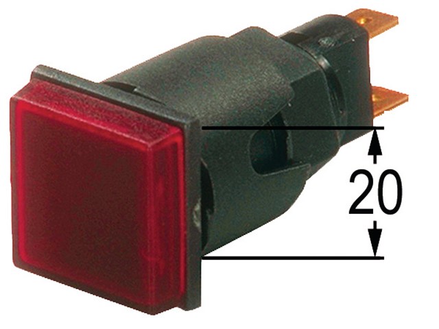 Kontrollleuchte rot, mit Ölsymbol, 12V, Abm. ca. 12x35mm, für 10mm-Bohrung,  Materialstärke ca. 1-6mm, Schraubbefestigung
