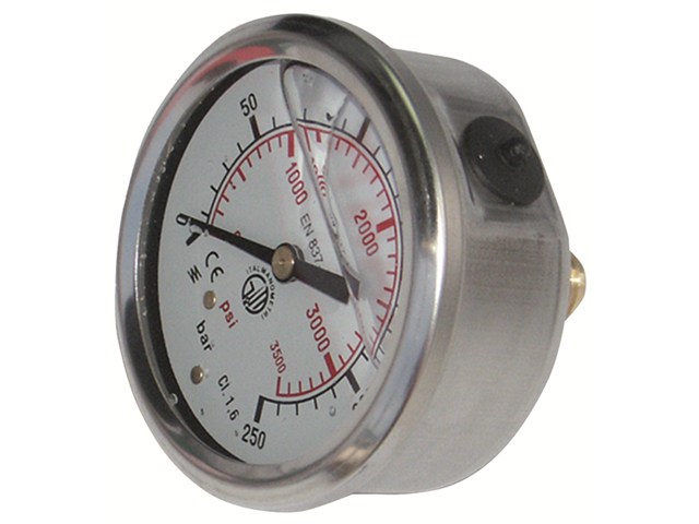 Hochdruckreinigermanometer  Mit Klemmblech  Edelstahl 63 mm 250 bar 