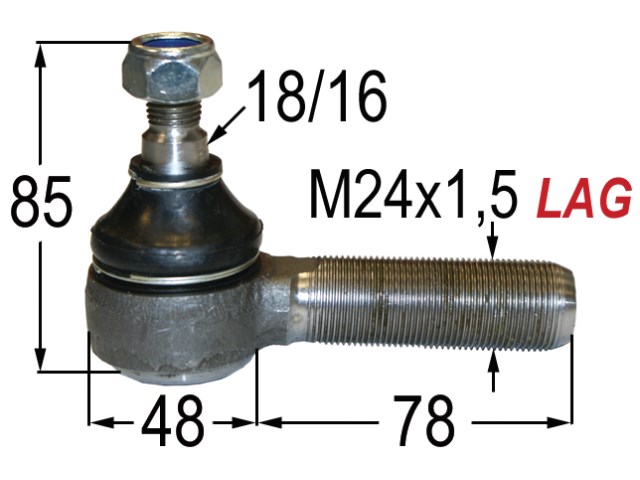Spurstange kpl li od. re (kl. Köpfe 11,4 mm), m. Schmiern. Fiat 500 N/D /  Puch 500